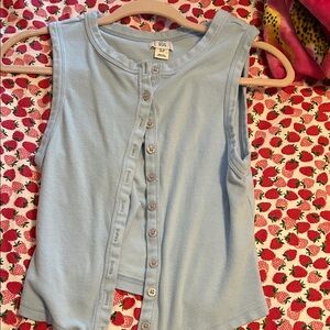 BDG Sky Blue Sleeveless Button-Up Top